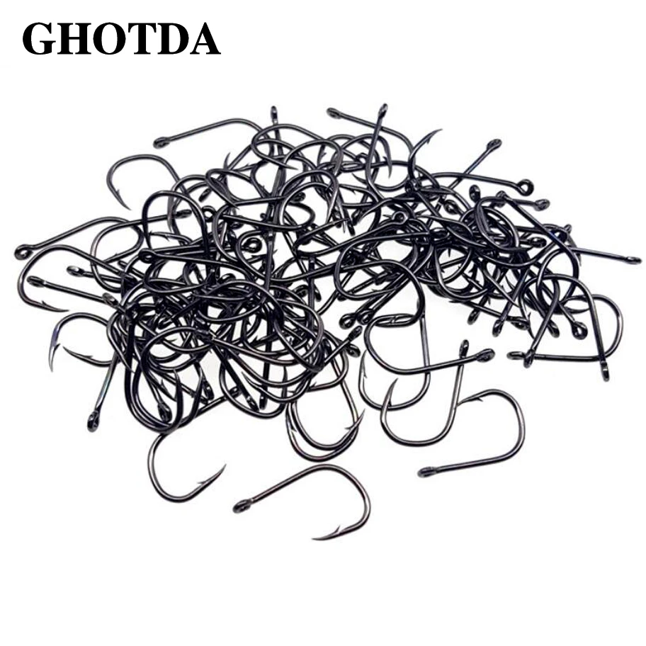 100pcs/lot High-carbon steel fishing hooks 4 6 8 10 12 crank lure Worm Pesca