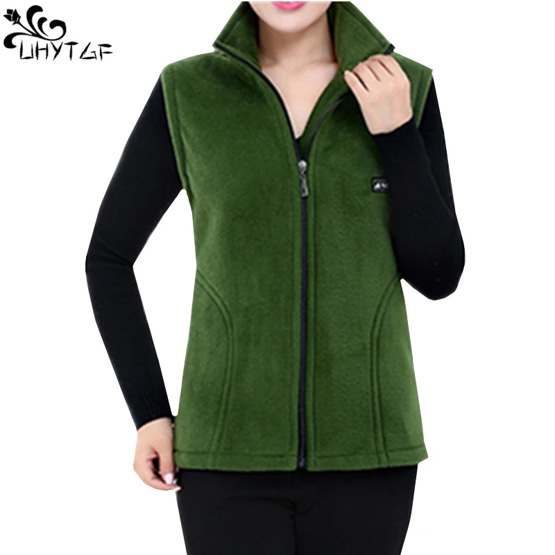 UHYTGF 2021 New Fleece Women Vests Autumn Korean Plus Size  Sleeveless Jackets Ladies Fashion Zipper Casual Waistcoat Female 442