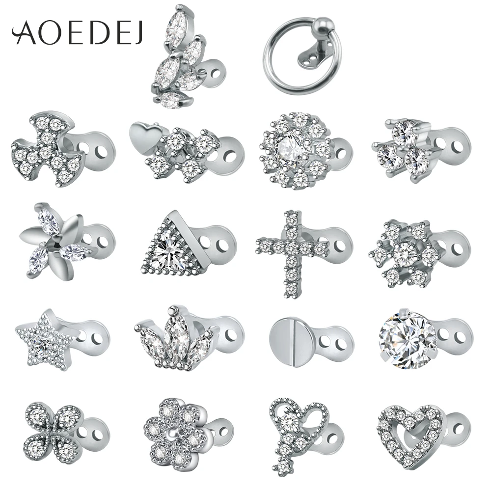 AOEDEJ Titanium Stainless Steel Dermal Anchor Triangle Micro Dermal Anchor Skin Diver Implants Jewelry Body Piercing Attachment