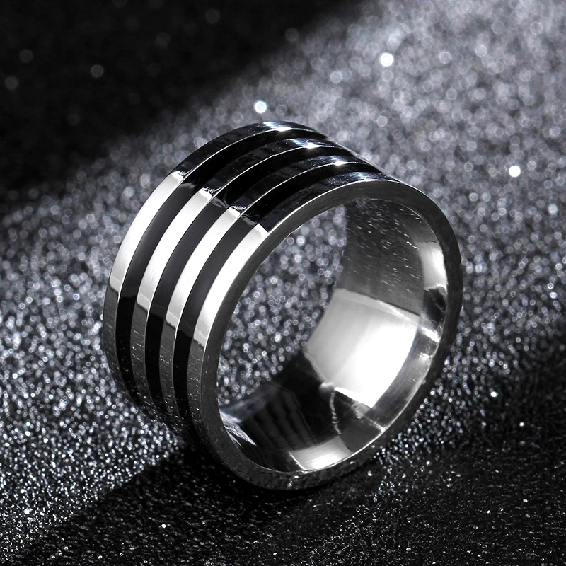 MANGOSKY High Quality Vintage 10MM Silver Black Titanium Ring for Men and Women  Personalized Ring Customize Ring Engraved Ring