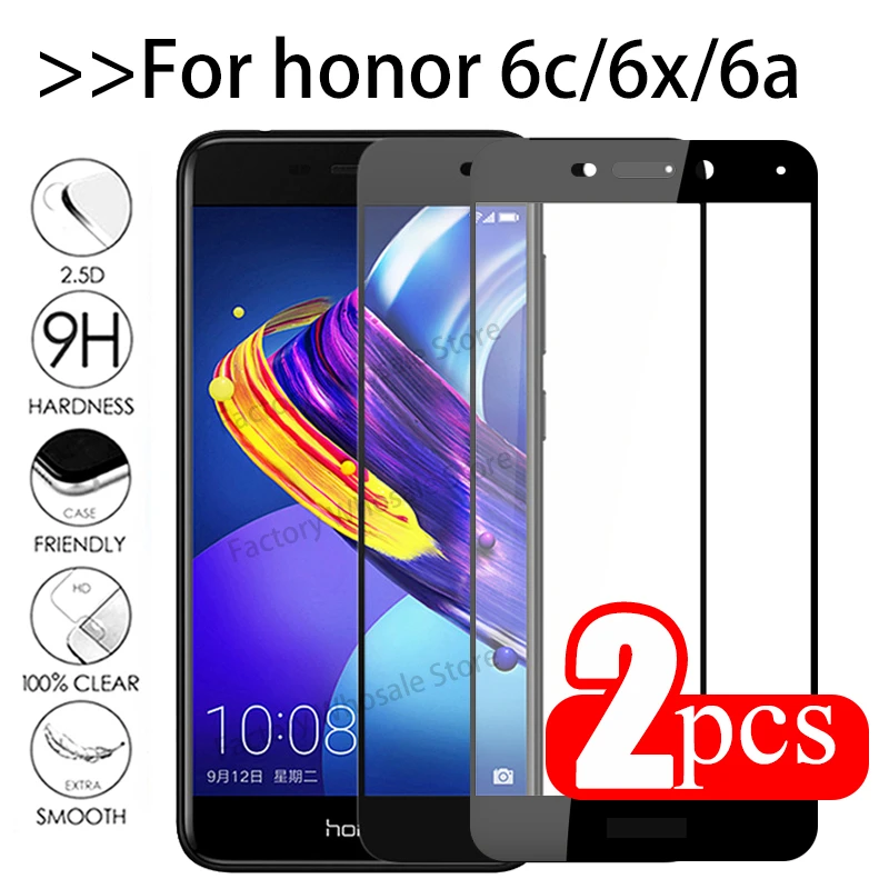 2pcs Protective Glass For Huawei Honor 6c Pro Tempered Glas screen protector On honor 6x 6 C X A C6 X6 Honor6c safety Cover Film