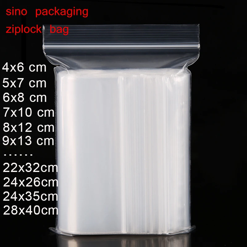 100PCS Extra Heavy-Duty  Reclosable Plastic Packaging Bags Strong Poly Zip Lock Plastic Zipper Clear Zip lock bags Various Sizes