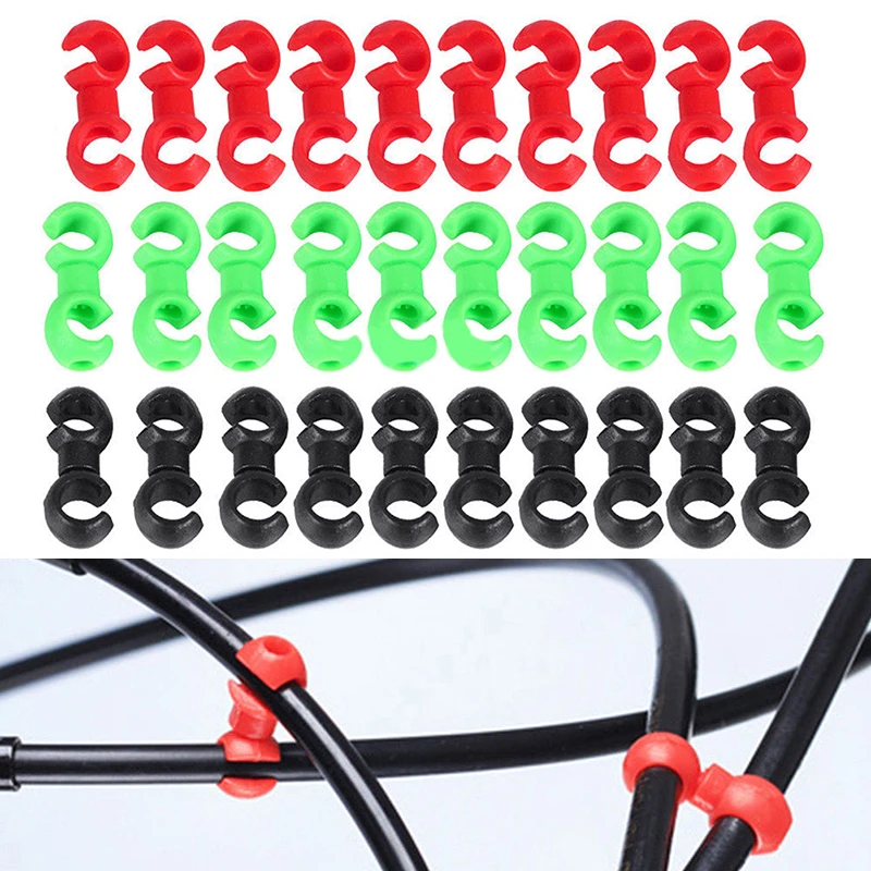 10pcs S Shaped Hook Clips Bike Bicycle Cross Cable Tidy Ties Holder Collect Rotating S Style Buckle Clip HOT Sale  Bicycle Acces