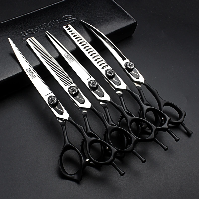 Pet scissors 6.5 7 inch curved professional scissors dog grooming thinning scissors 440C animal cutting shears for TEDDY