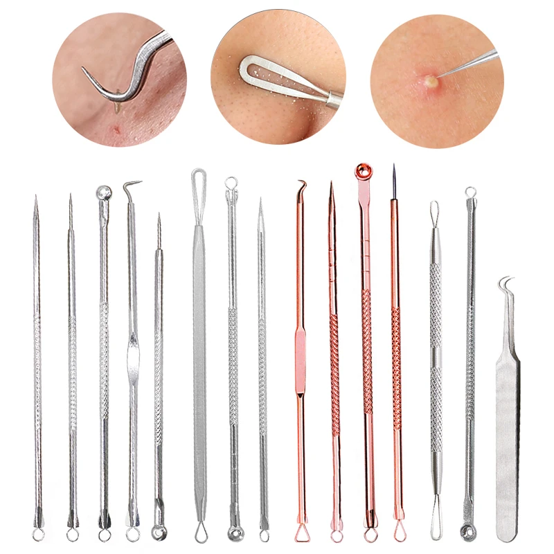 2/3/4/pc Acne Needle Tweezers Face Care Blackhead And Pimple Remover Comedone Acne Extractor Point Clean Black Head Remover Tool