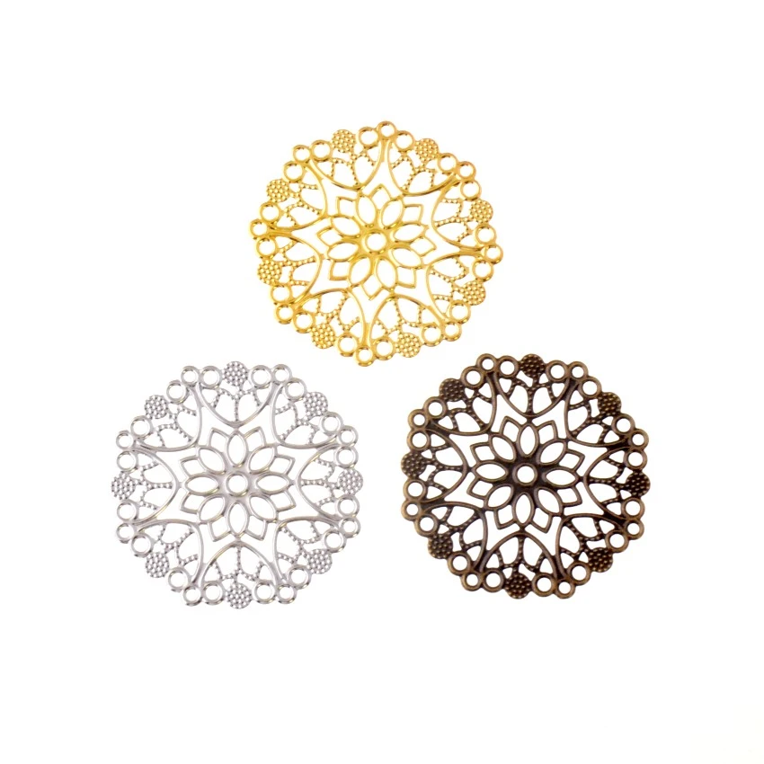 Free shipping Flower Filigree Wraps Connectors Metal Crafts Gift Decoration DIY 3.5cm 5.0CM