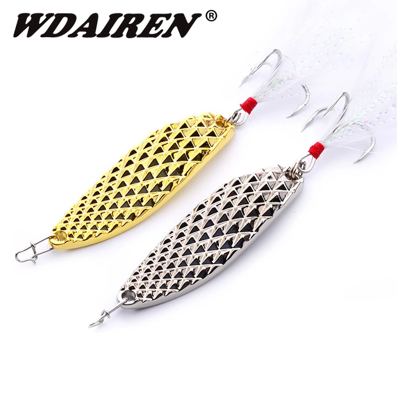 WDAIREN Metal Fishing Lure 7g 10g 15g Gold Silver Spoon Spinner Bait Fishing Tackle Hard Bait Spinner Bait Isca Artificial Lures