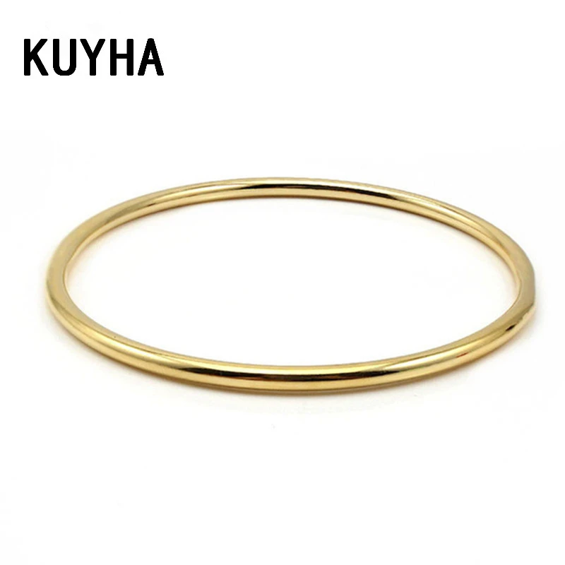 Stainless Steel Classic Round Gold 3MM Single Circle Bangle Simple Style Closed Thin Circle Wire Bracelets Bangles for Women