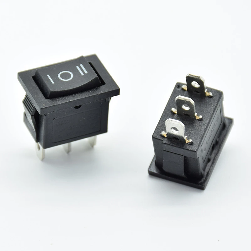 5PCS/lot 21 * 15 * 21mm black SPDT On/Off/On AC 6A/250V 10A/125V 3 Pin Boat Rocker Switch Third Gear 3 Position