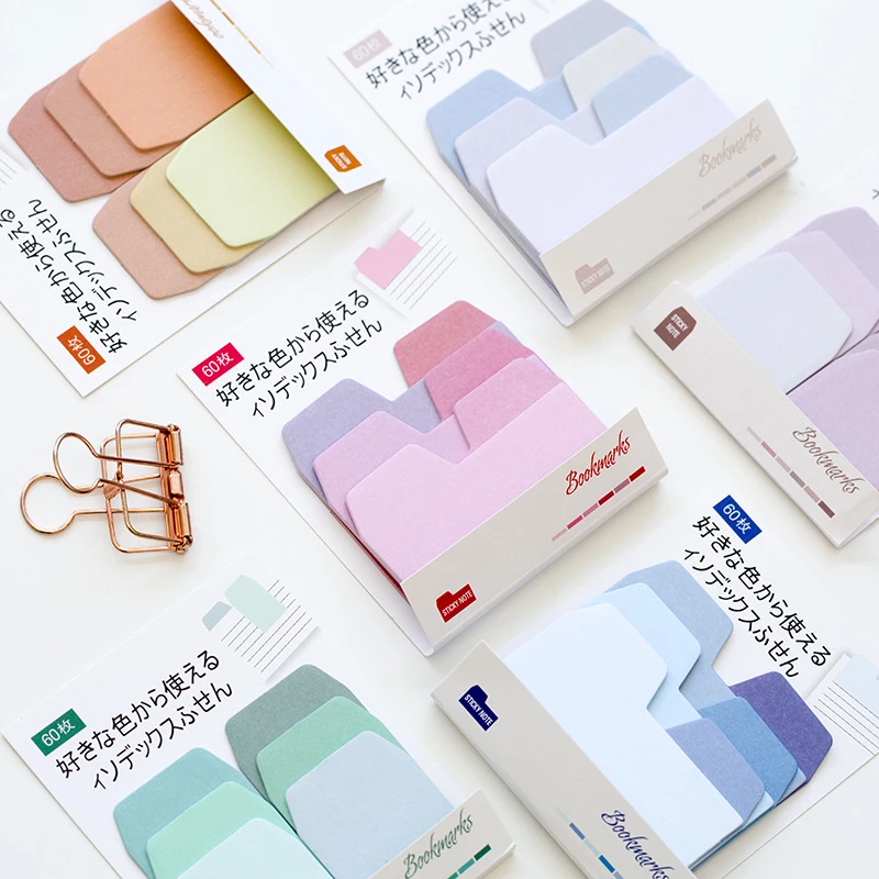 60 sheets Watercolor Gradient Japanese Sticky Note Memo Pad Office Planner Sticker Paper Stationery School Supplies