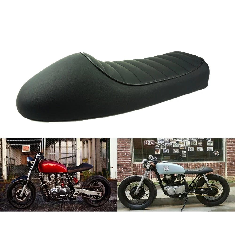 SAFFEN Black Motorcycle Cafe Racer Seat Custom Vintage Hump Saddle Flat pan Retro Seat For Honda CB125S CB200 CB350 CL350 CB400