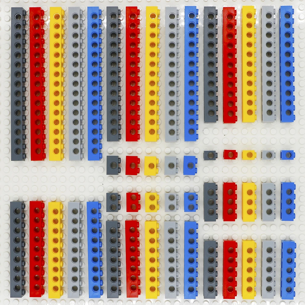 Technical Building Blocks Parts Bulk Thick Bricks MOC 10 Size 5 Color Combination Studded Long Beam Toys LOT MOC High-Tech parts