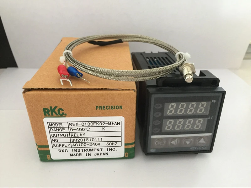 Dual Digital RKC PID Temperature Controller REX-C100 with K thermocouple, Relay Output / SSR output