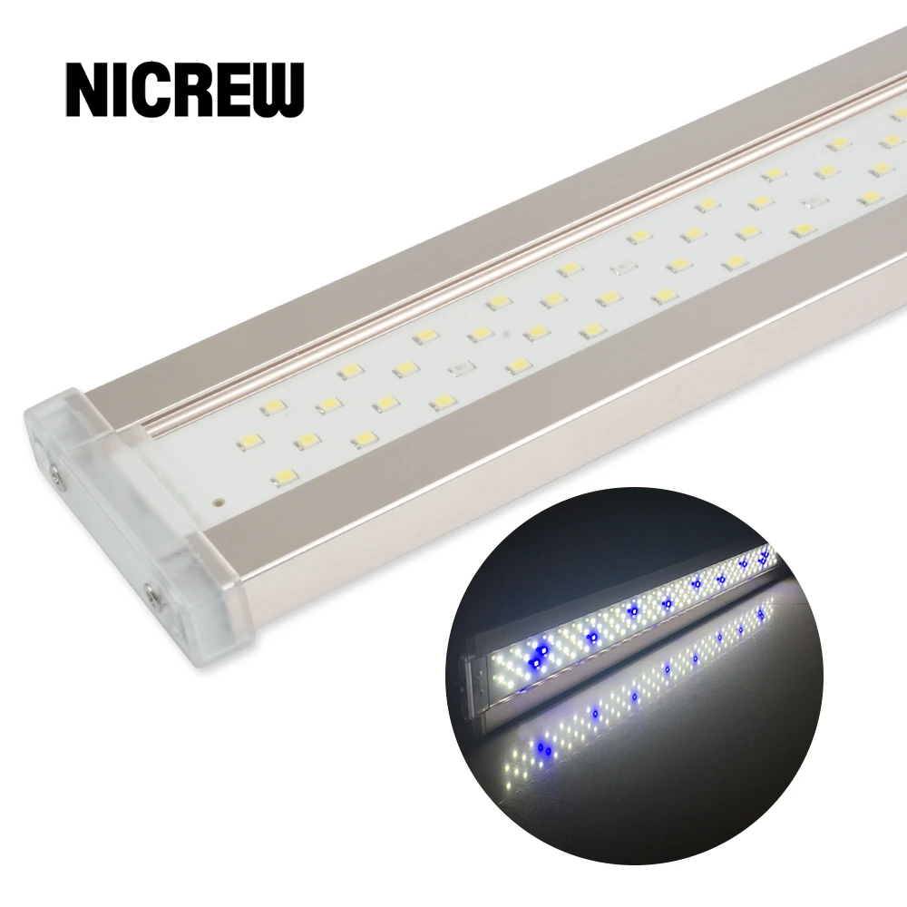 Nicrew Aquarium Led Lighting for Aquarium Plant 12W-24W Ultra-thin Aluminum Alloy Fish Tank Plant Grow LED Lighting 6500-7500K