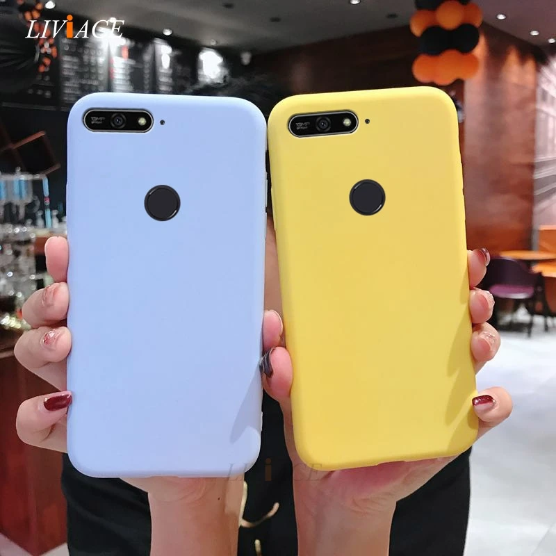 candy color silicone phone case on for huawei honor 7a 7c pro 9i v9 play v10 view 10 8 9 lite 7s 20 6x cute tpu back cover coque