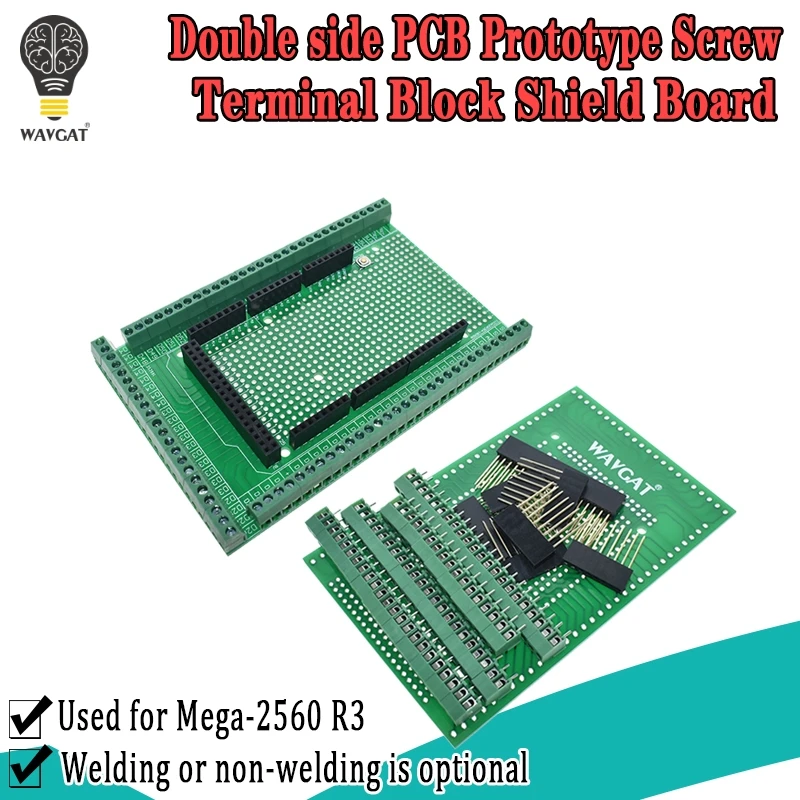 WAVGAT Double-side PCB Prototype Screw Terminal Block Shield Board Kit For MEGA-2560 Mega 2560 R3 Mega2560 R3