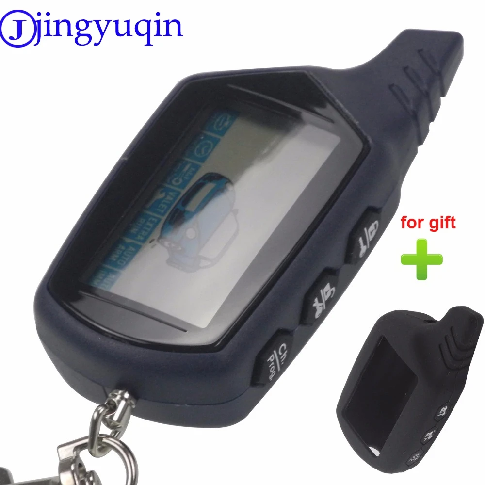 jingyuqin + Silicone Gift Starline B9 LCD Remote Controller For Two Way Car Alarm Starline B9 Twage Keychain Russian Version