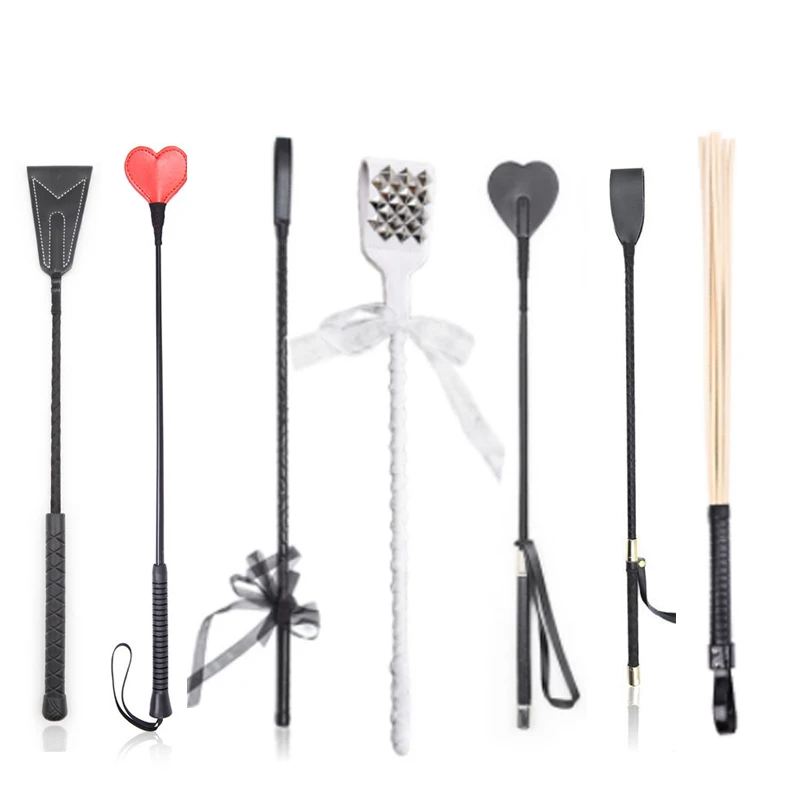 BDSM Bondage Ratton Whip ,Straight Leather Prop Flogger Whip ,Spanking Cane Riding Crop Stick, Exotic Costumes SM Play Sex Toys