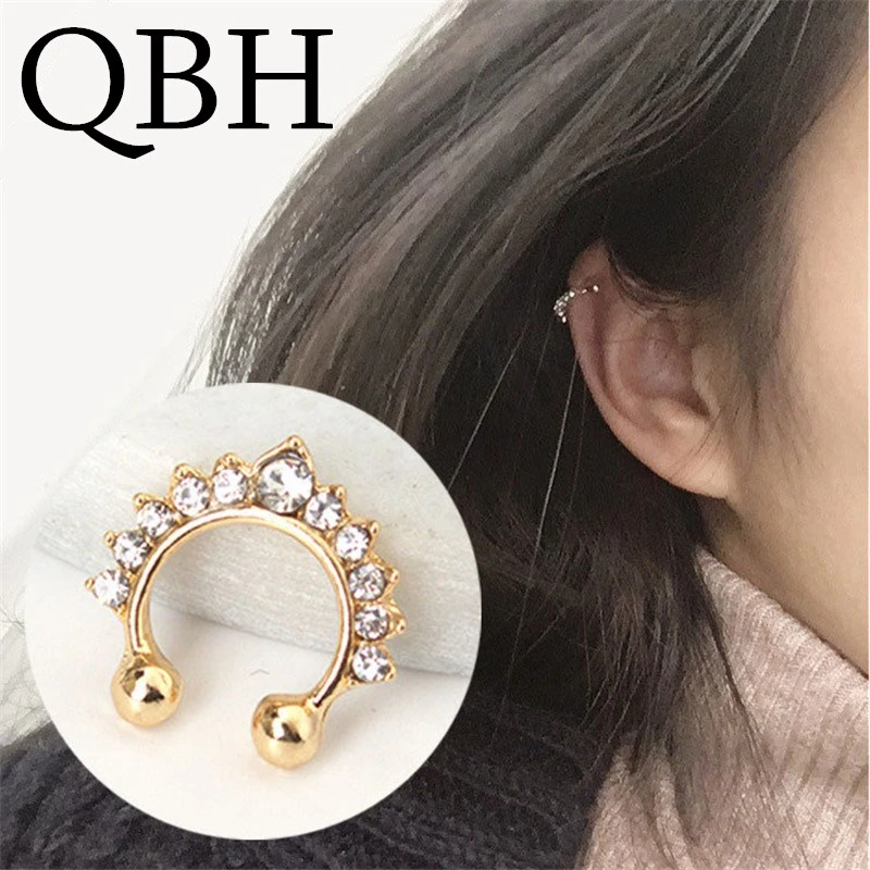 New Fashion European American Pendientes Simple Non-pierced Ear Cuff Crystal Clip Earrings for Women Jewelry Gift Brincos