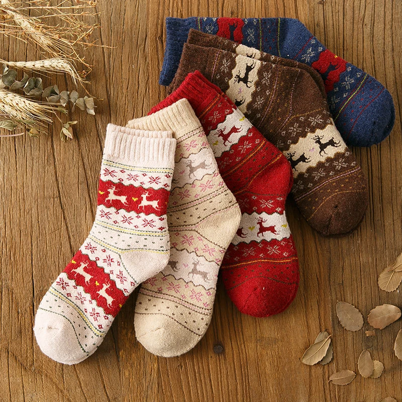 Women Men Socks Lady Christmas Gift Sock Winter Cute Wool 3D Ladies Crazy Sock Female Thermal Thicken Warm Animal Socks