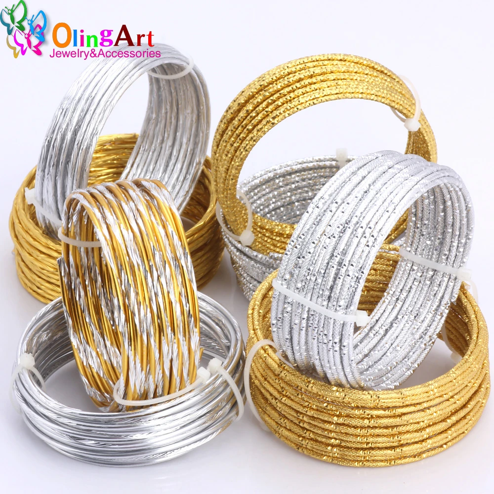 1M/5M lot 2.0mm Various Patterns Aluminum wire gold/silver soft craft versatile New metal wire DIY Handmade jewelry making