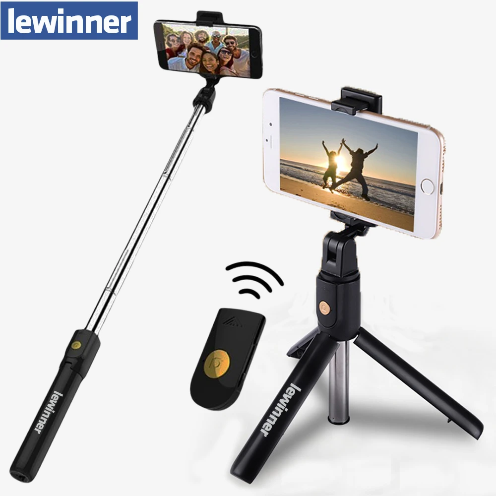 Lewinner 3 in 1 Wireless Bluetooth Selfie Stick Mini Tripod Extendable Monopod Universal For iPhone X 8 7 6s For Samsung/Huawei