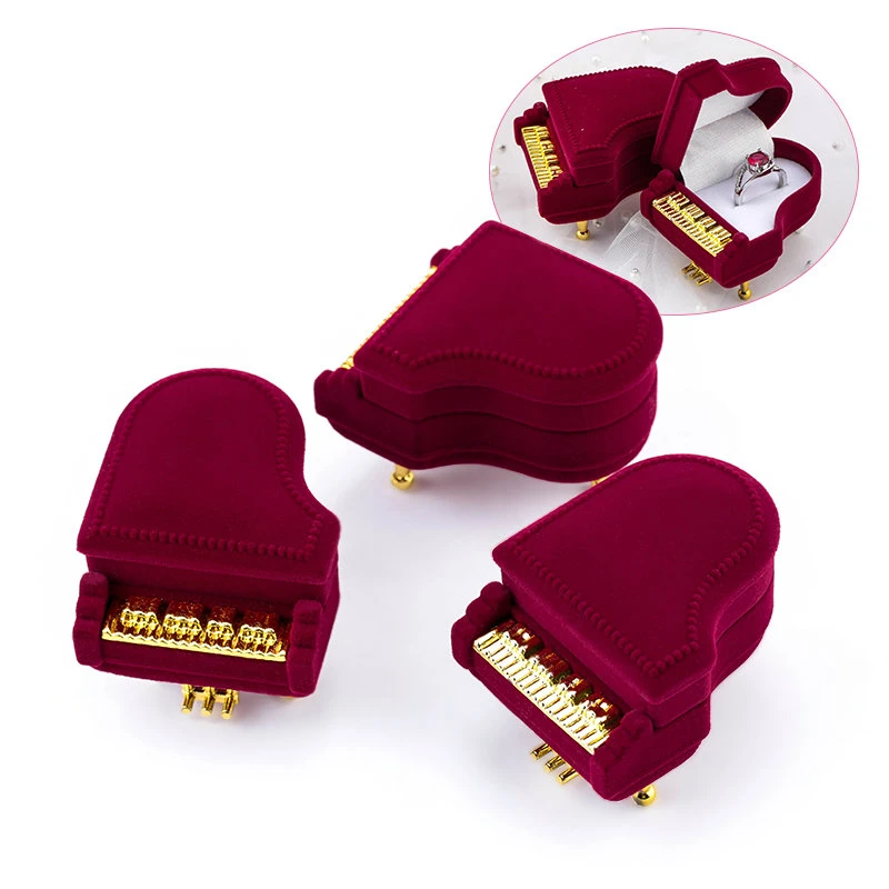 1 Piece unique piano Velvet Jewelry Box Wedding Ring Box Gift Box Holder Jewellry Wrap for Earrings Necklace Bracelet Display