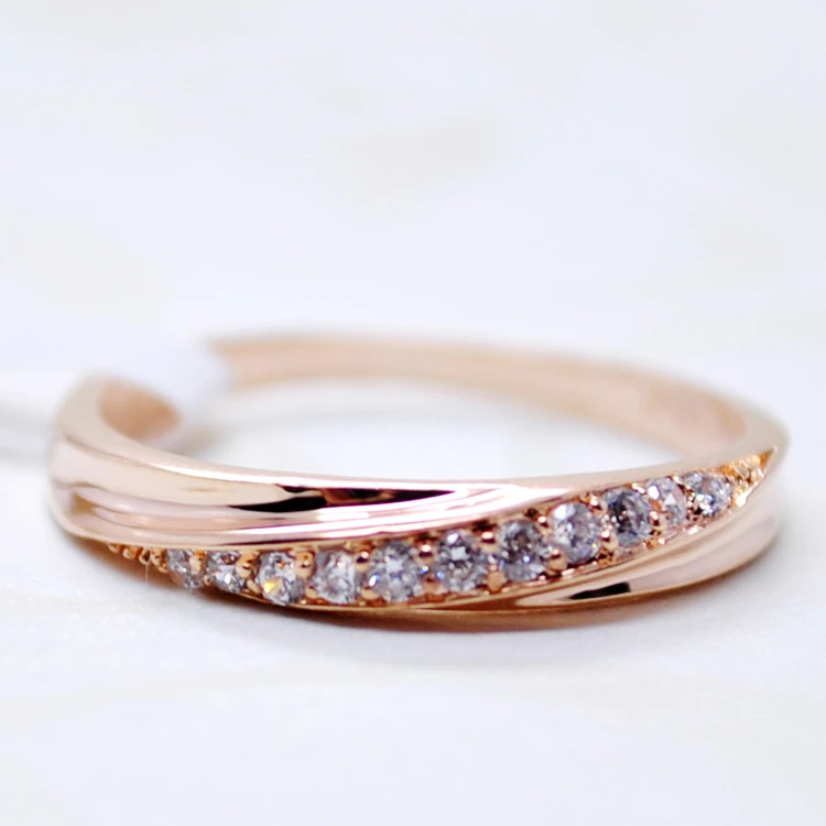 KNOCK  Top Quality Simple Cubic Zirconia Lovers Rose Gold Color Wedding Ring Jewelry Full Sizes Wholesale