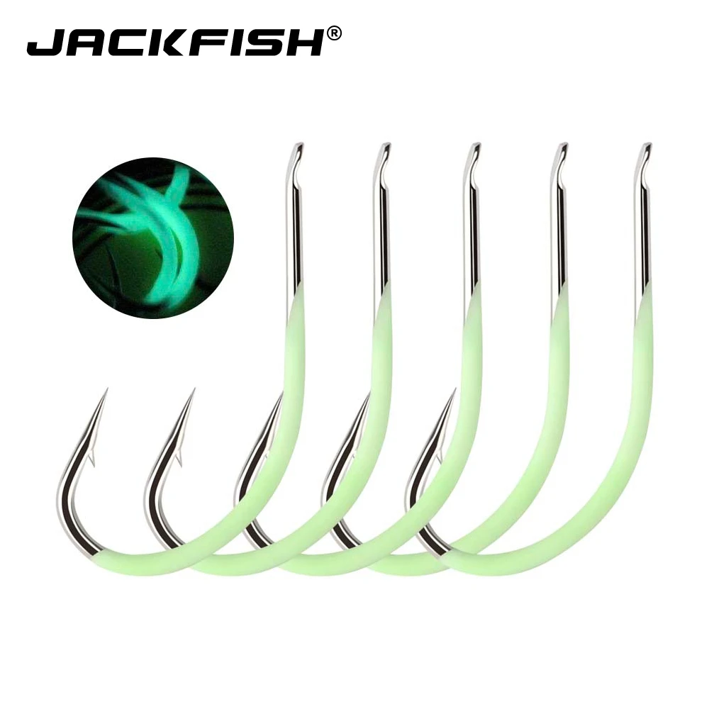 JACKFISH 10Pcs/Lot High Carbon Steel Luminous Fishing Hook #9-#18 Fishhooks Durable Pesca barbed hook Fishing Tackle