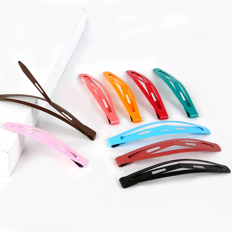 10Pcs/Lot 6-8cm Snap Hair Clip Pins BB Hairpins Color Metal Barrettes for Baby Children Women Girls Styling Accessories