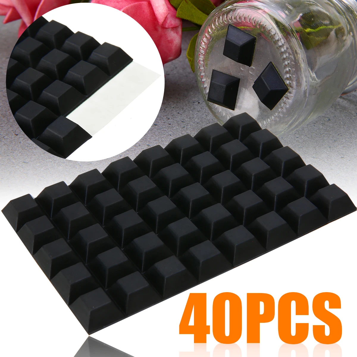 40pcs Self-Adhesive Rubber Bumper Stop Non-slip Feet Door Buffer Pads Wall Protectors Door Stopper For Furniture Accessory Black