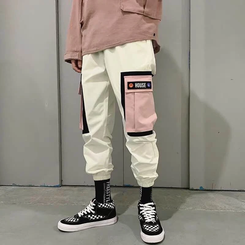 Hip Hip Pants Vintage Color Block Patchwork Corduroy Cargo Harem Pant Streetwear Harajuku Jogger Sweatpant Cotton Trousers 2021