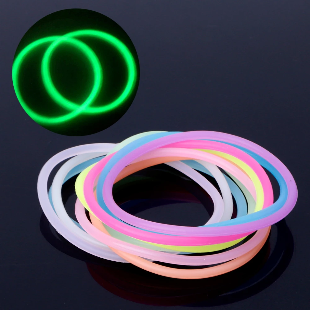 10PCS/20 PCS Night Luminous Bracelets Wristband Gummy Silicone DIY Rubber Hairbands