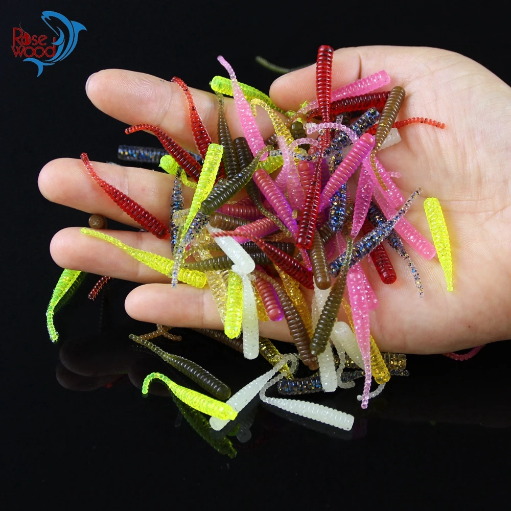 100pcs Pesca Artificial Soft Bait 4cm/0.3g UL Fishing Worm Swimbaits Soft Lure Carp Fishing Bait Fishing Lure Mixed Colors