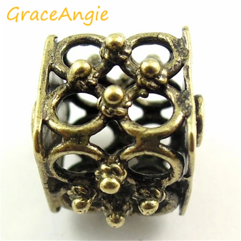 GraceAngie 8pcs/pack Ancient Bronze 2mm Hollow Beads Irregular Pattern Jewelry Accessories DIY For Bracelets Party Decorations