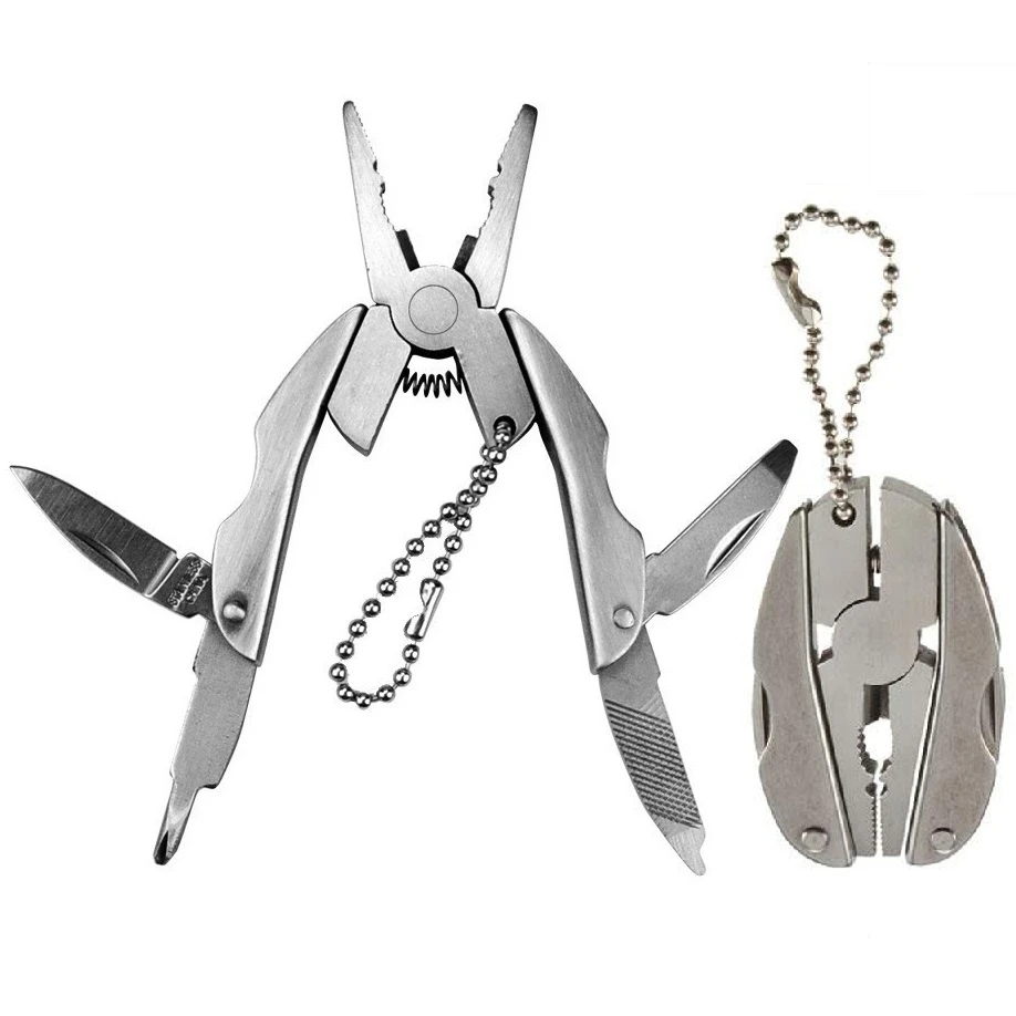 Keychain Plier-Clamp Pocket-Multitools-Knife Hiking-Tools Folding Muilti-Functional Mini