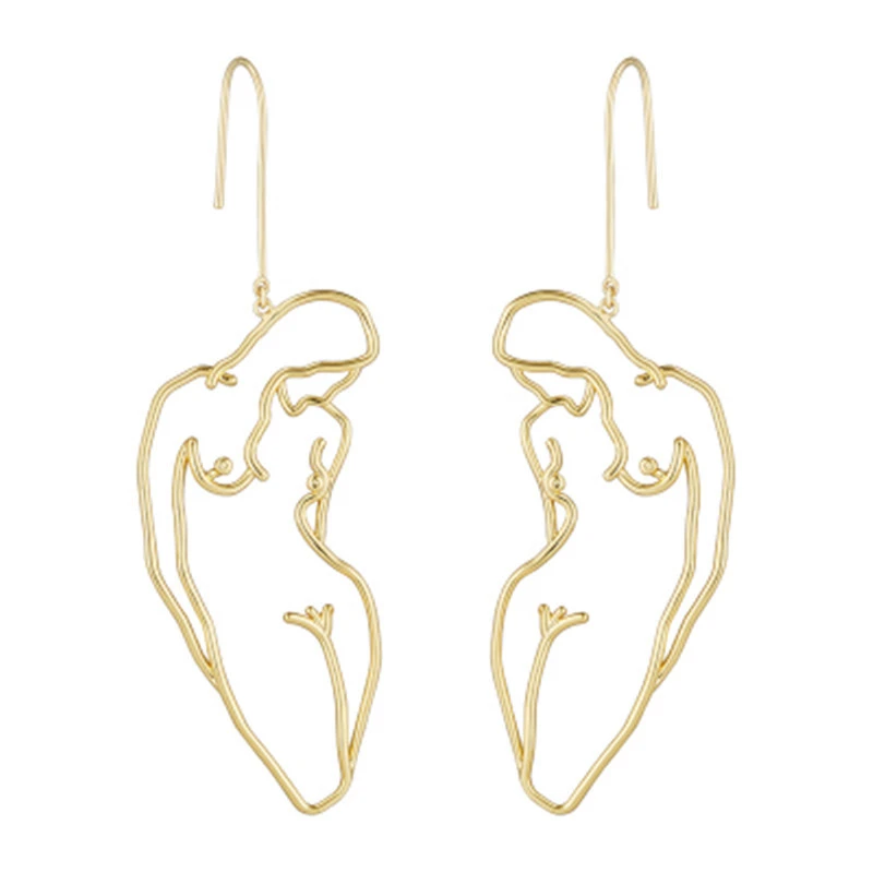 Original Freedom Female Body Form Wire Earrings 2021 Abstract Body Lady Face Dangle Earrings For Women Big Statement Earrings