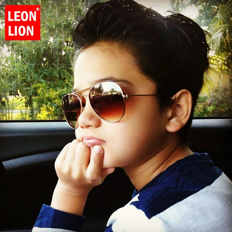 LeonLion 2021 Classic Vintage Sunglasses Children Colorful Mirror Glasses Boys/Girls Metal Frame Kids Cute Outdoor Eyeglasses