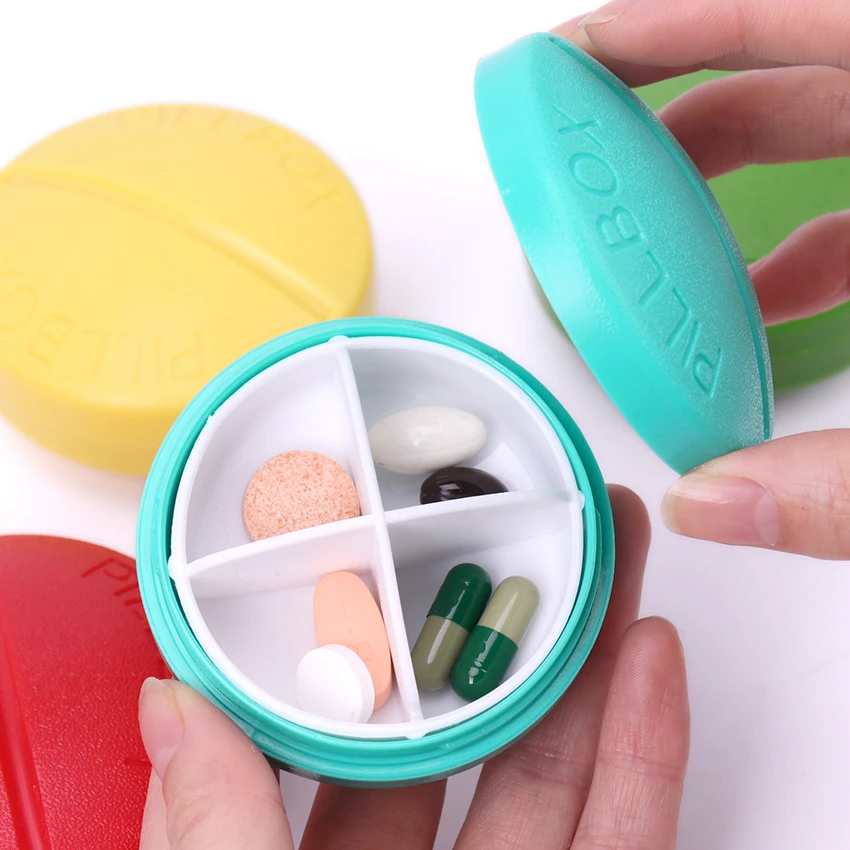 Four Grid Compartment Travel Pill Box Organizer Tablet Medicine Storage Dispenser Splitters Pill Case Holder Health Care