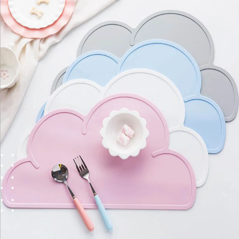 Cloud/Square Shape Placemat Kids Plate Mat Food Grade Silicone Table Pad Waterproof heat insulation Kitchen gadget Easy Cleaning