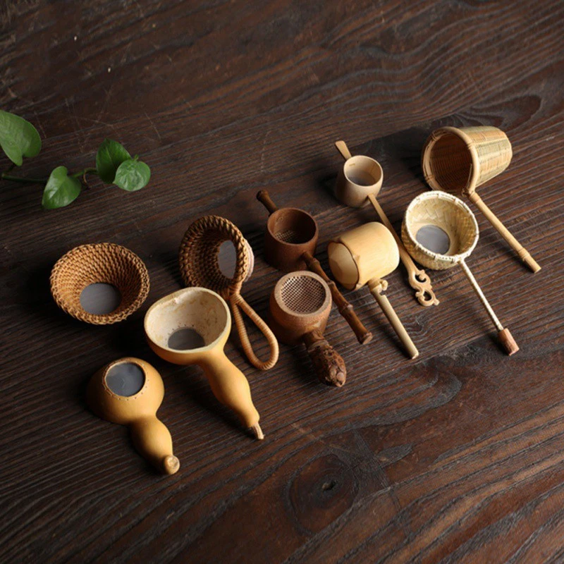 Tea Table Decor Tea Strainers Bamboo Rattan Gourd Shaped Tea Leaves Funnel for Tea Ceremony Japan Teaism Decor Tea Accessories