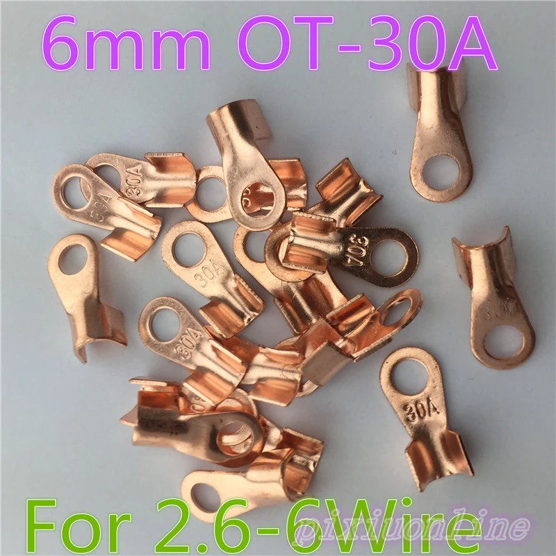 20pcs L4Y  6mm OT-30A  Dia Copper Circular Splice Terminal Wire Naked Connector For 2.6-6Wire on Sale High Quality