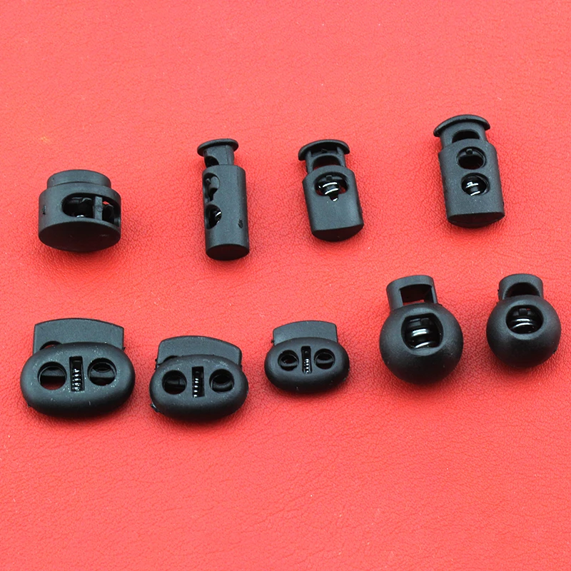 10pcs black cord lock spring clasp plastic