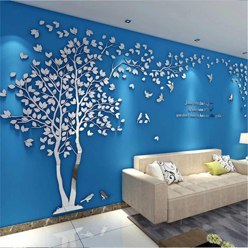 Large Size Tree Acrylic Decorative 3D Wall Sticker DIY Art TV Background Wall Poster Home Decor Bedroom Living Room Wallstickers