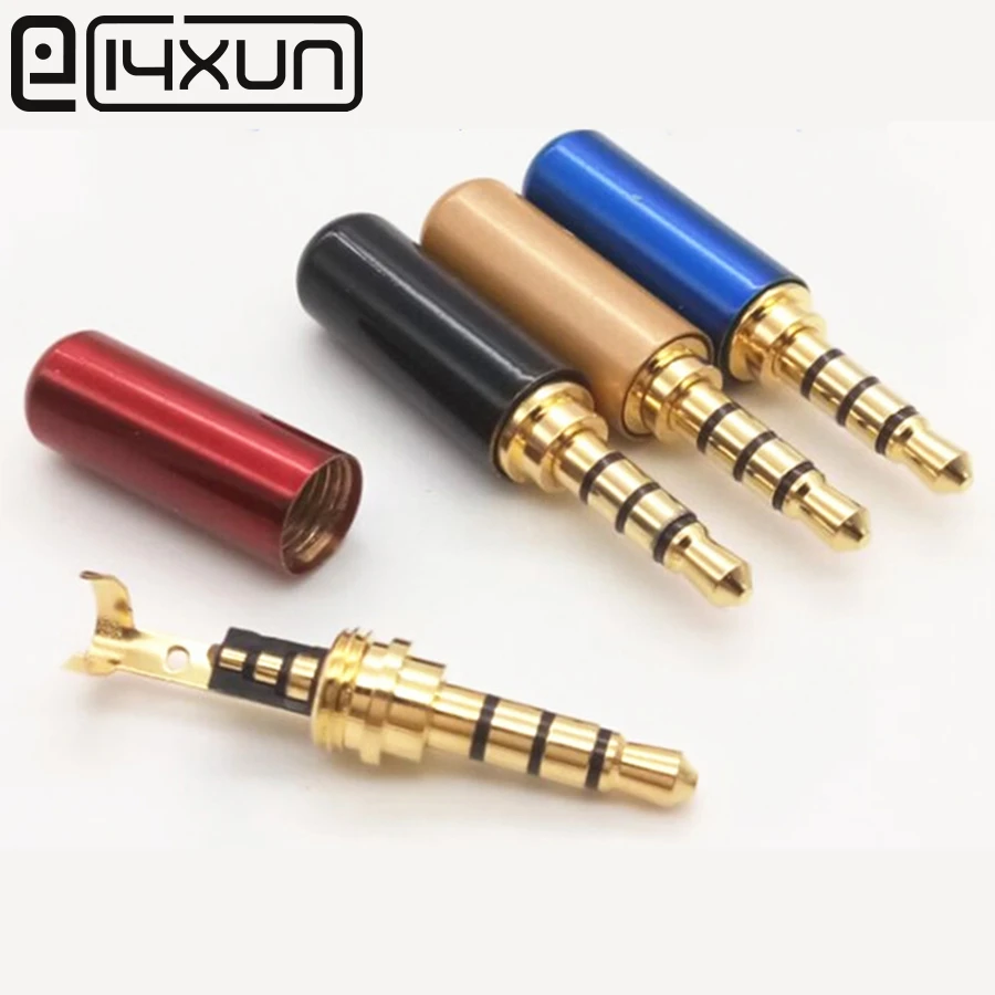2pcs Copper 3/4 Pole 3.5mm Plug Male Headphone Jack with Clip 3.5 mm Stereo Audio Connector for 4mm Cable Adapter