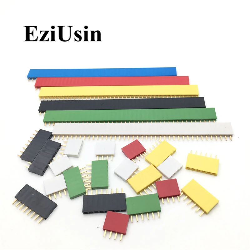 2.54mm Single Row Female PCB Board Pin Header Connector Strip Pinheader 2/3/4/6/8/10/16/40p 1 pin colourful socket For Arduino