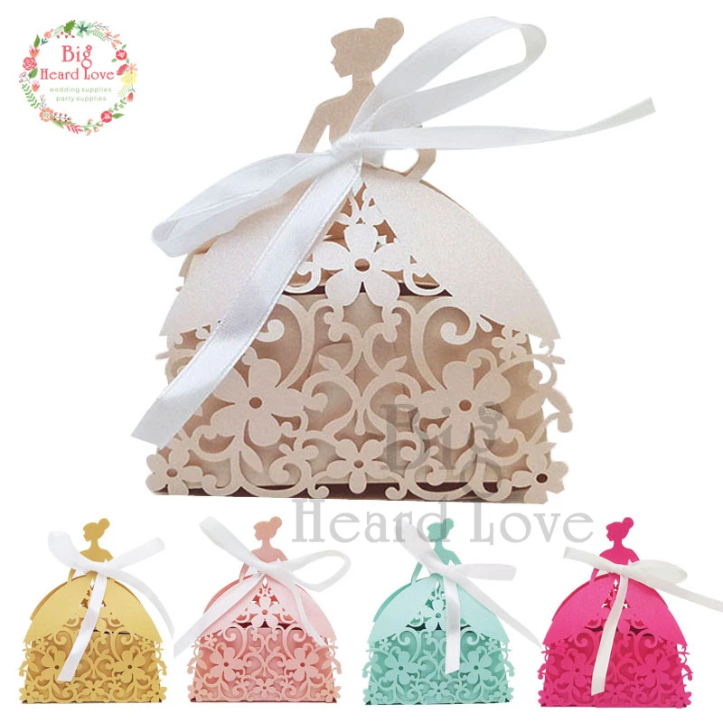 25pcs Bride Laser Cut Wedding Favors Box Candy Box Princess Gift Box For Wedding And Party Baby Shower Box Wedding Favors Decor