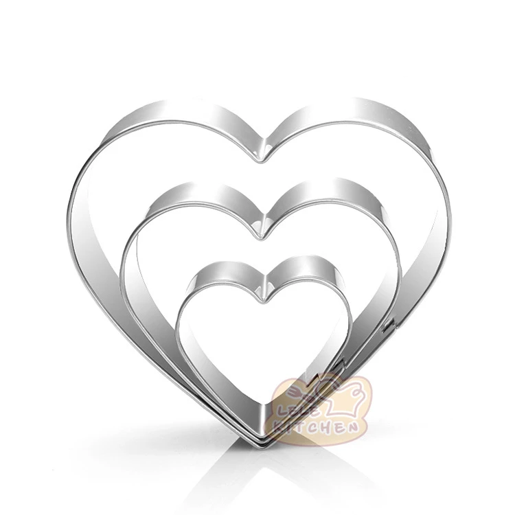 3 Size Stainless Steel Heart Shape Cookies Cutters Fondant Cake Decorating Tools Mold Kitchen Bakeware H916