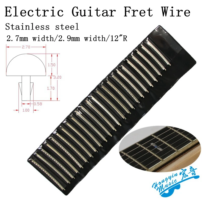 24pcs Fingerboard Frets Fret Wire For Electric Guitar Cupronickel Stainless Steel 2.4MM 2.7mm 2.9MM Repair Material Accessories