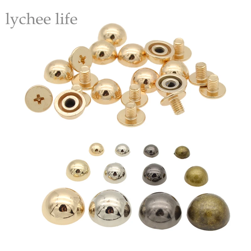 Lychee Life 10pcs Dome Mushroom Rivet Garment Rivets DIY Punk Leathercraft Spike Screw